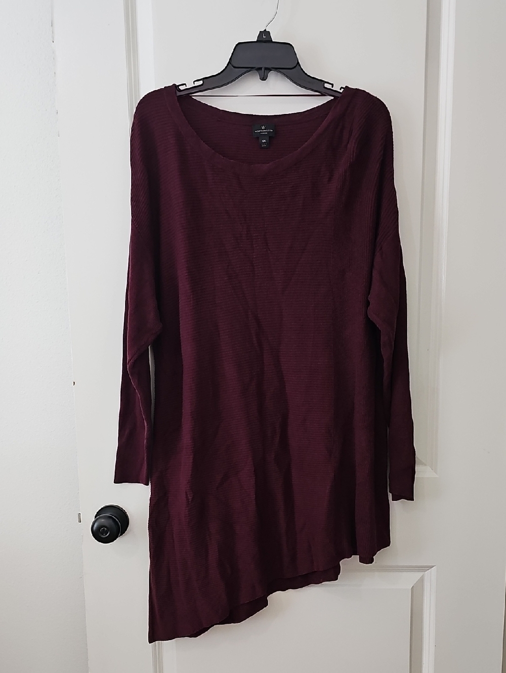 Worthington Woman Wine Asymmetric Long Sleeve Tunic